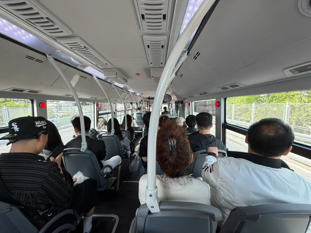 Passengers sharing a city bus